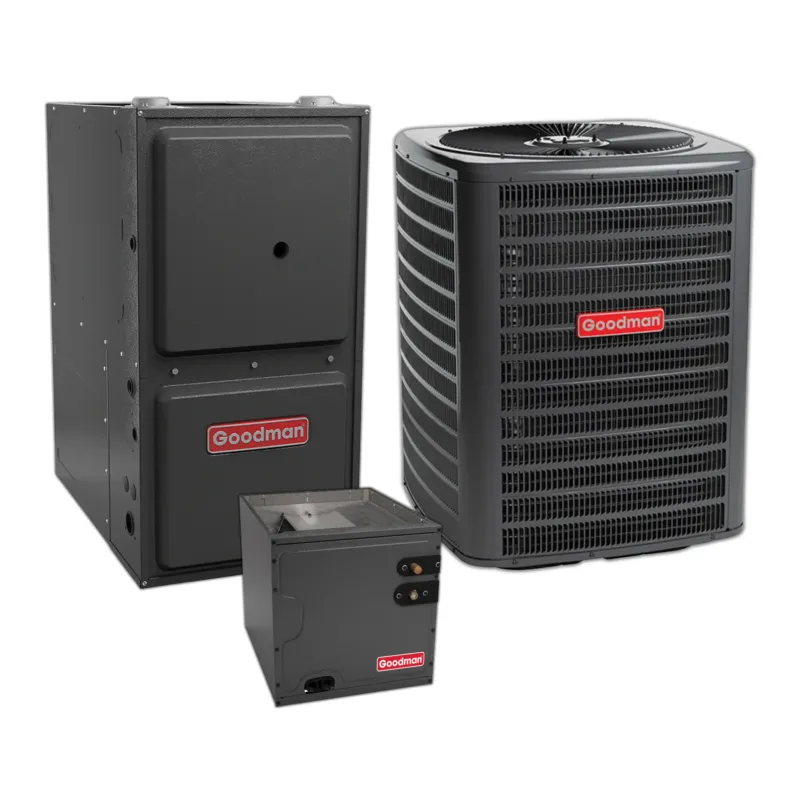 Professional Grade Goodman 2.5 Ton 15.2 SEER2 Central Air Conditioner, 96% AFUE 80K BTU Gas Furnace and Evaporator Coil