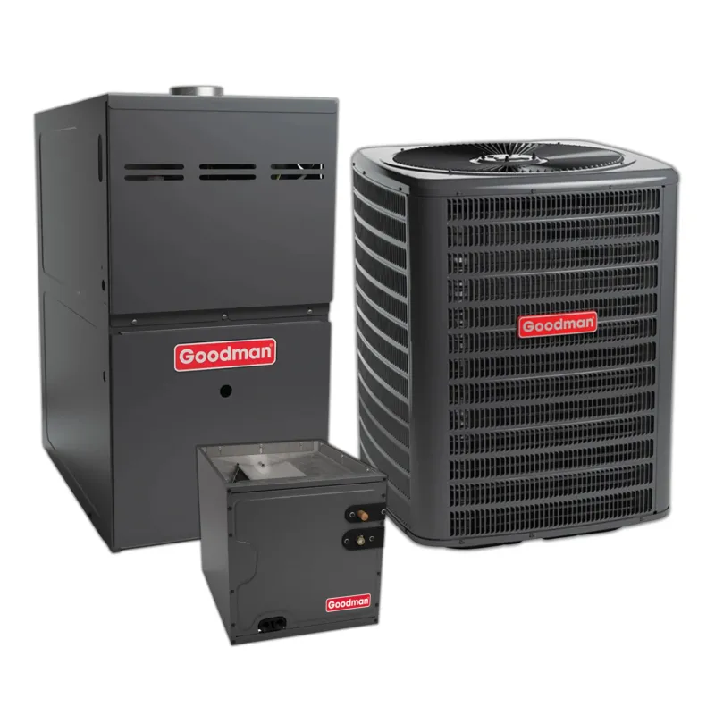 Best Seller Goodman 3.0 Ton 13.4 SEER2 Central Air Conditioner, 80% AFUE 60K BTU Gas Furnace and Evaporator Coil
