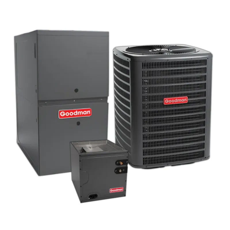 Goodman 3.0 Ton 13.4 SEER2 Central Air Conditioner, 80% AFUE 80K BTU Gas Furnace and Evaporator Coil Grab Now
