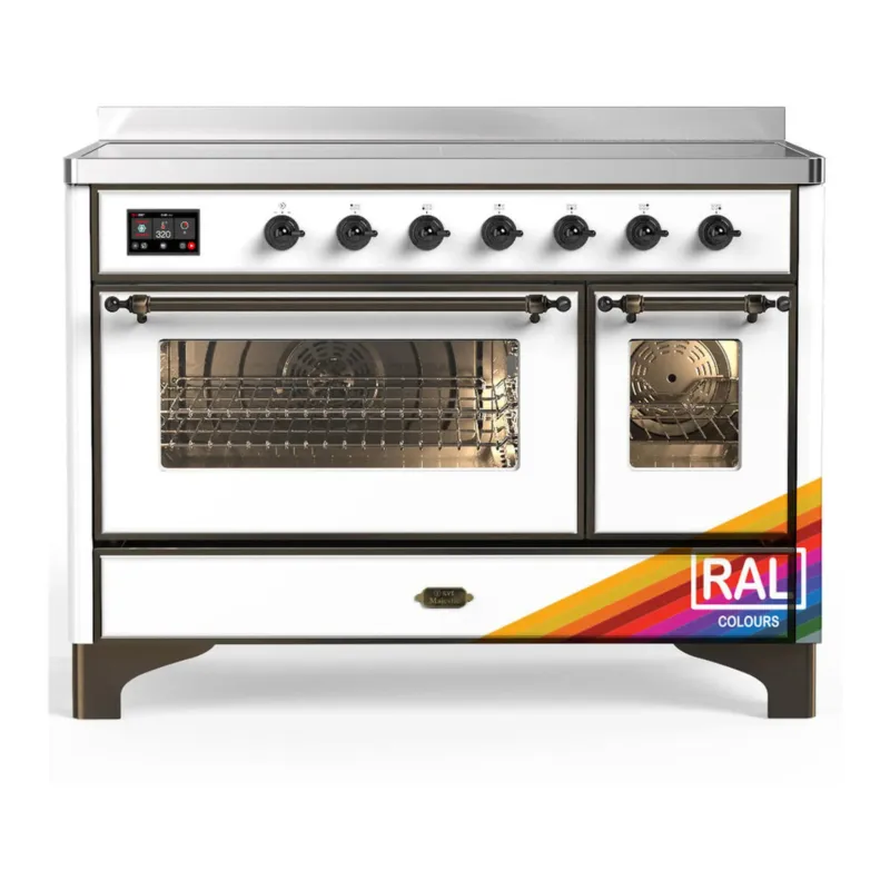 Limited Time ILVE Majestic III 48-Inch Induction Range with 6 Induction Elements and Triple Glass Door Electric Oven in RAL with Burnished Trim (UMIB48NR3RAB)