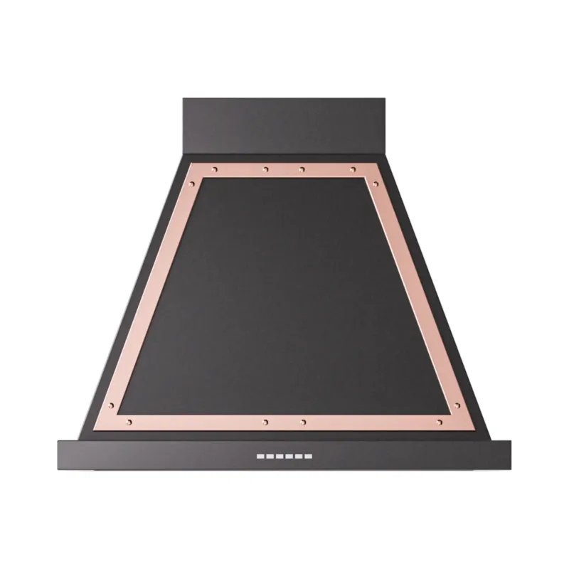 Best Seller ILVE Nostalgie II 30-Inch 600 CFM Wall Mounted Range Hood in Glossy Black with Copper Trim (UANB30BKP)