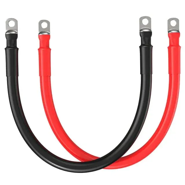 Secure Checkout Rich Solar 6 Gauge 5/16” Battery Cables | Pair of 6AWG Red and Black Pure Copper Inverter Battery Cables with 5/16” Lugs - 3 Feet Red & Black (Set )