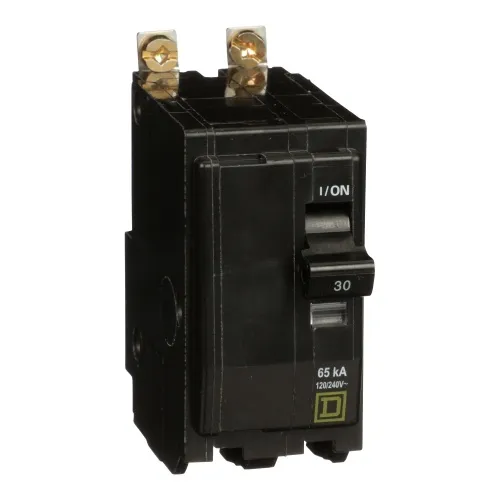 Schneider Electric QHB230 Mini circuit breaker, QO, 30A, 2 pole, 120/240 VAC, 65 kA, bolt on mount Time-Limited