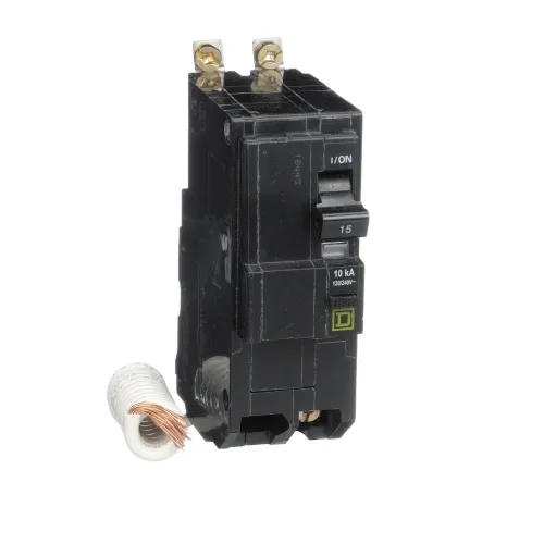 New Arrival Schneider Electric QOB215EPD Mini circuit breaker, QO, 15A, 2 pole, 120/240 VAC, 10 kA, 30mA grd fault B, bolt on mount