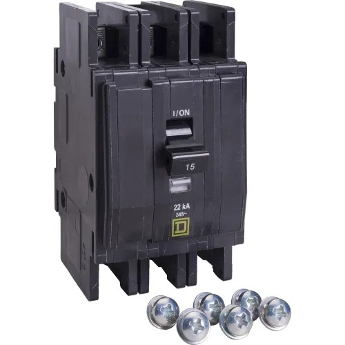 Best Seller Schneider Electric QOU315VH5283 QOU Miniature Circuit Breaker, 15A, 3P, 240V, 22kA, Ring Terminal