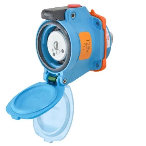 Shop Now Meltric 63-14075-843 DSN20 Switch-Rated Receptacle 125 VAC 20A Blue Poly
