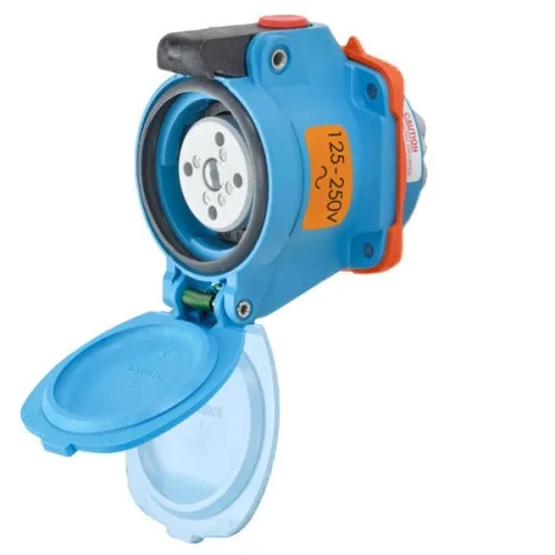 Secure Checkout Meltric 63-14077 DSN20 Switch-Rated Receptacle 125/250 VAC 20A Blue Poly