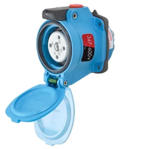 Meltric 63-14147-NC DSN20 Switch-Rated Receptacle 347/600 VAC 20A Blue Poly Direct From Factory