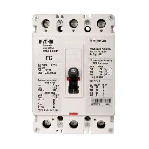 Eaton FG3045A12S03 Molded Case Circuit Breaker, C Series, 600 Max Volt, 45 Amp, Three Pole Discount