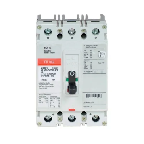 Eaton FD3025H08 Molded Case Circuit Breaker, C Series, 600 Max Volt, 25 Amp, Three Pole Fan Favorite