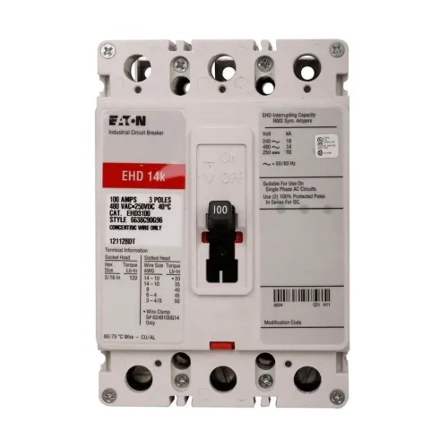 Eaton EHD3030W Molded Case Circuit Breaker, C Series, 480 Max Volt, 30 Amp, Three Pole Free Shipping