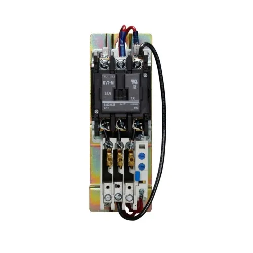 Clearance Eaton B29SRC25AX3E005 - Non-Reversing Starter - Single Phase - 50/60 Hz - 25 Amp - Open W/ DIN Rail Mounting Adapter - 120 VAC Coil - 120 VAC Coil