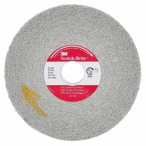 3M 7100089708 - 3M Scotch-Brite™ EX2 Deburring Wheel, X2-WL, 8S Fine, 8 in x 1/2 in x 3 in Next Day Delivery