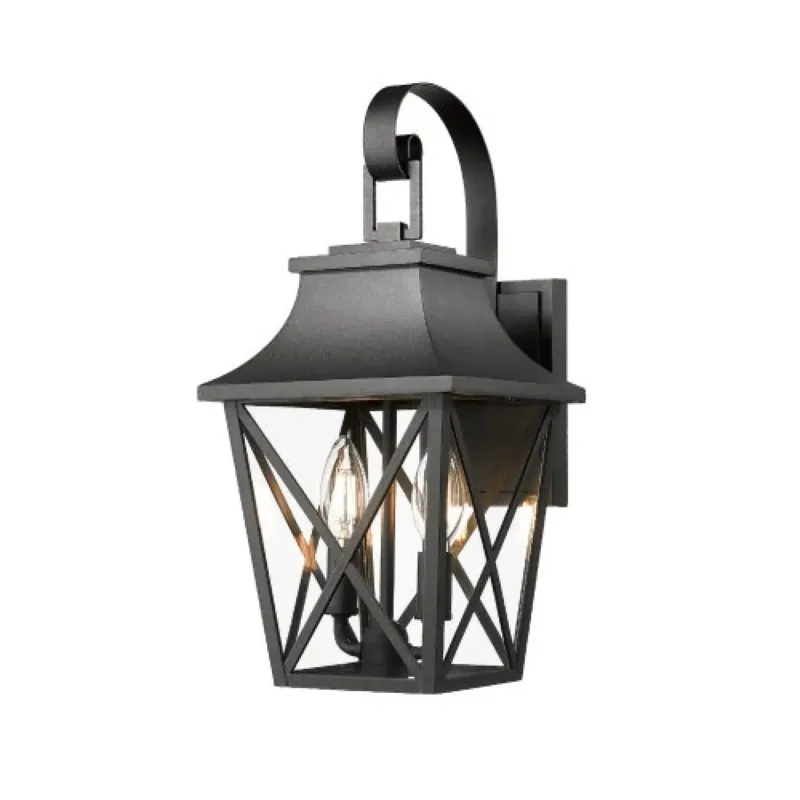 Fresh Stock Modern Outdoor Wall Light Fixture with 2 Waterproof Glass Lights - Black