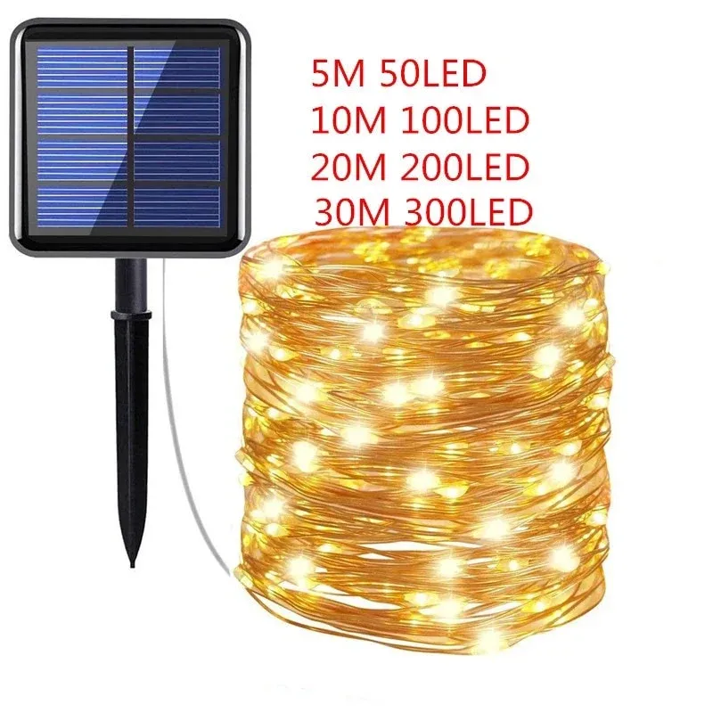 LED Solar Lights Outdoor String Lights Garland 50/100/200/300 LEDs Fairy Light Christmas Light Waterproof Street Garden Lamps Luxury