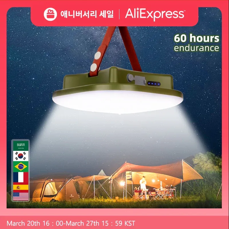Trusted Brand New Upgraded 15600maH Rechargeable LED Camping Strong Light with Magnet Zoom Portable Torch Tent Light Work Maintenance Lighting