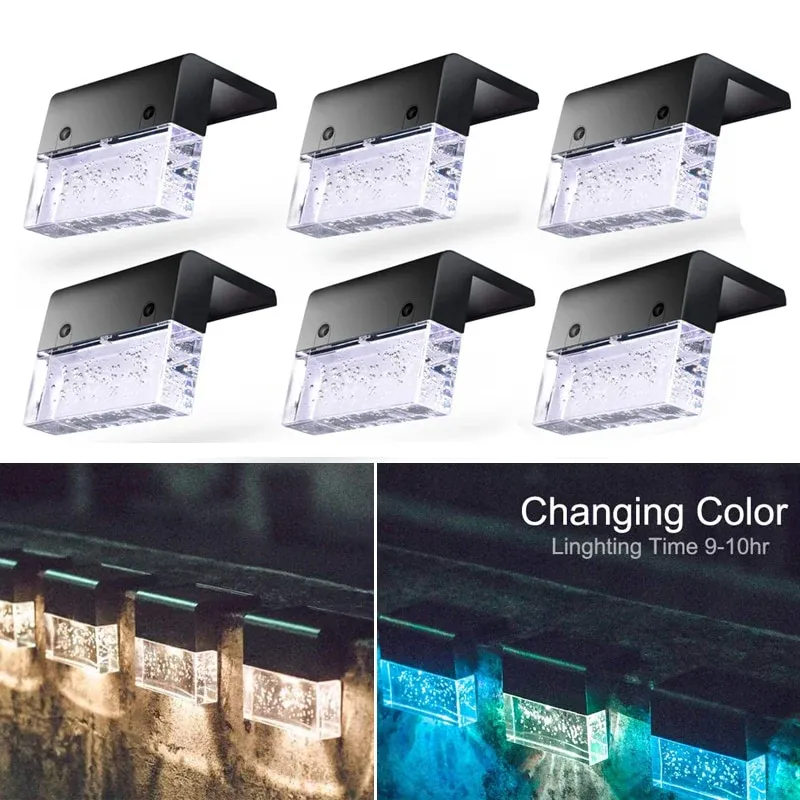 Solar LED Light Outdoors Garden Solar Stair Light Waterproof Passage Courtyard Terrace Guardrail Step Light Garden Decor Light One Day Deal