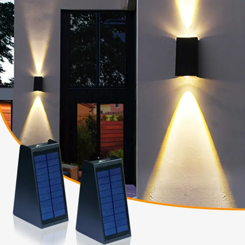 Order Now External Wall Washer Solar Lights Outdoor Decor Solar Sconce Garden Aluminum Waterproof Up And Down Lighting