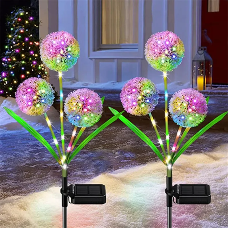 Hassle-Free Returns LED Outdoor Solar Lights Landscape Pathway Lighting Waterproof 1/3 Heads Dandelion Lawn Lamps for Park Patio Garden Decoration