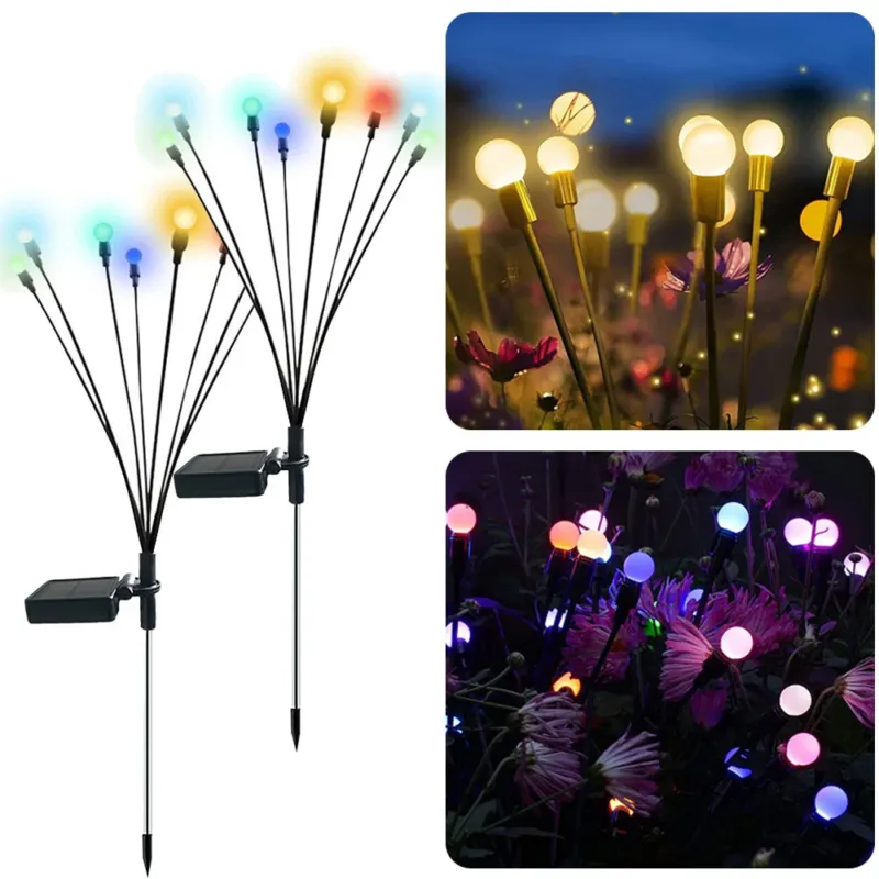 Time-Limited Solar Outdoor Light LED firefly lamp Garden Decoration Waterproof Garden Home Lawn Fireworks Light floor New Year Christmas