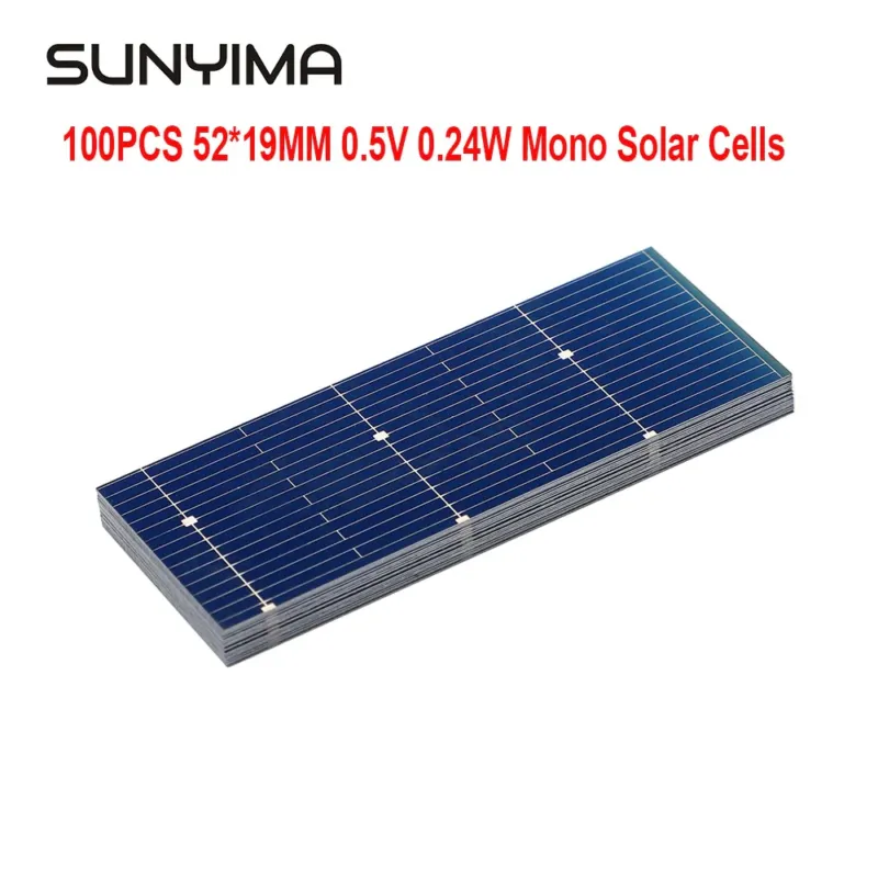 SUNYIMA 100PCS 52-19mm 0.5V 0.24W Solar Panel Monocrystallin System For Diy Photovoltaic Portable Solar Cell Seasonal Sale